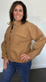 Teddy bomberjack met knoop sluiting Camel SALE