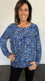 Ballon shirt met elastiek ocean blue (+size)
