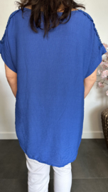 Shirt Nora kant +ketting Kobalt