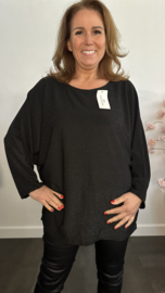 Top Lucy zilver sparkle Zwart