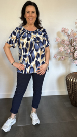 Ballon shirt met elastiek panter blauw