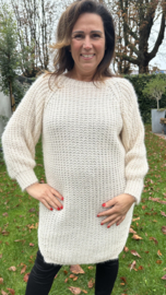 Lange grof gebreide trui Donna ecru