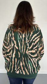 Blouse met boord tijger d. groen