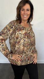 Ballon shirt met elastiek autumn taupe (+size)