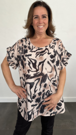 Panter shirt met ruche zwart