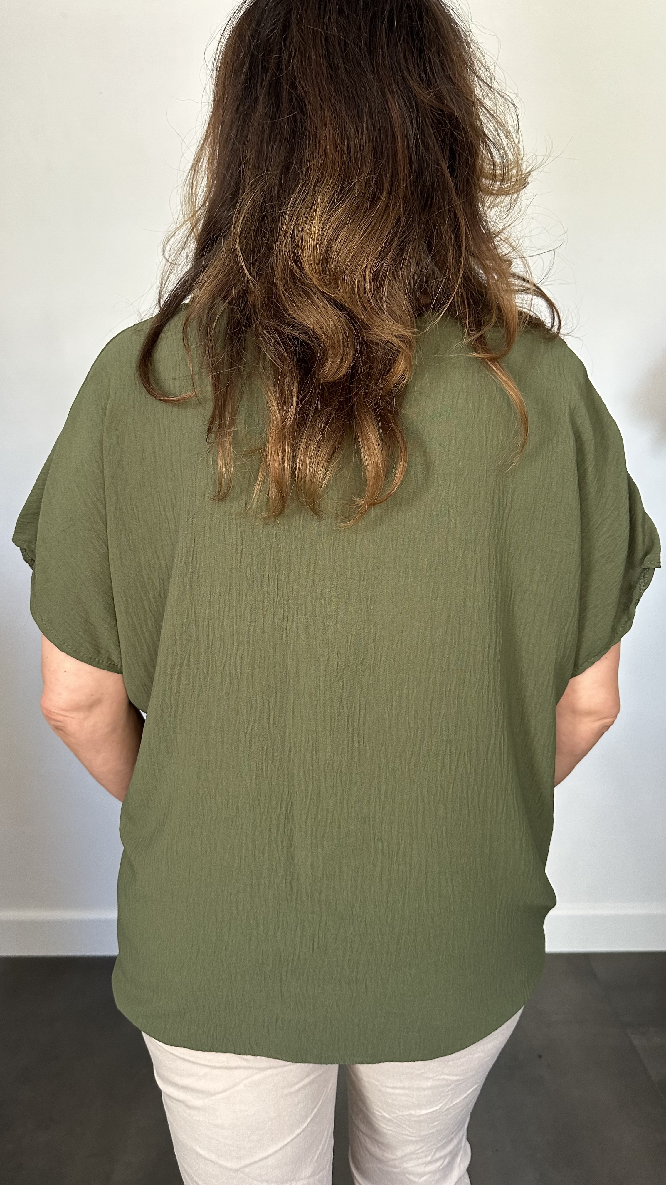 Crepe shirt met knoop army