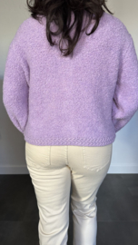 Kort gebreid vest Bouclé lila