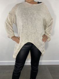 Oversized grof gebreide trui Patty beige
