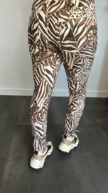 Suèdine joggjeans animal mix bruin/ecru