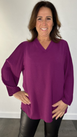 Blouse Tina met plissé pofmouw magenta