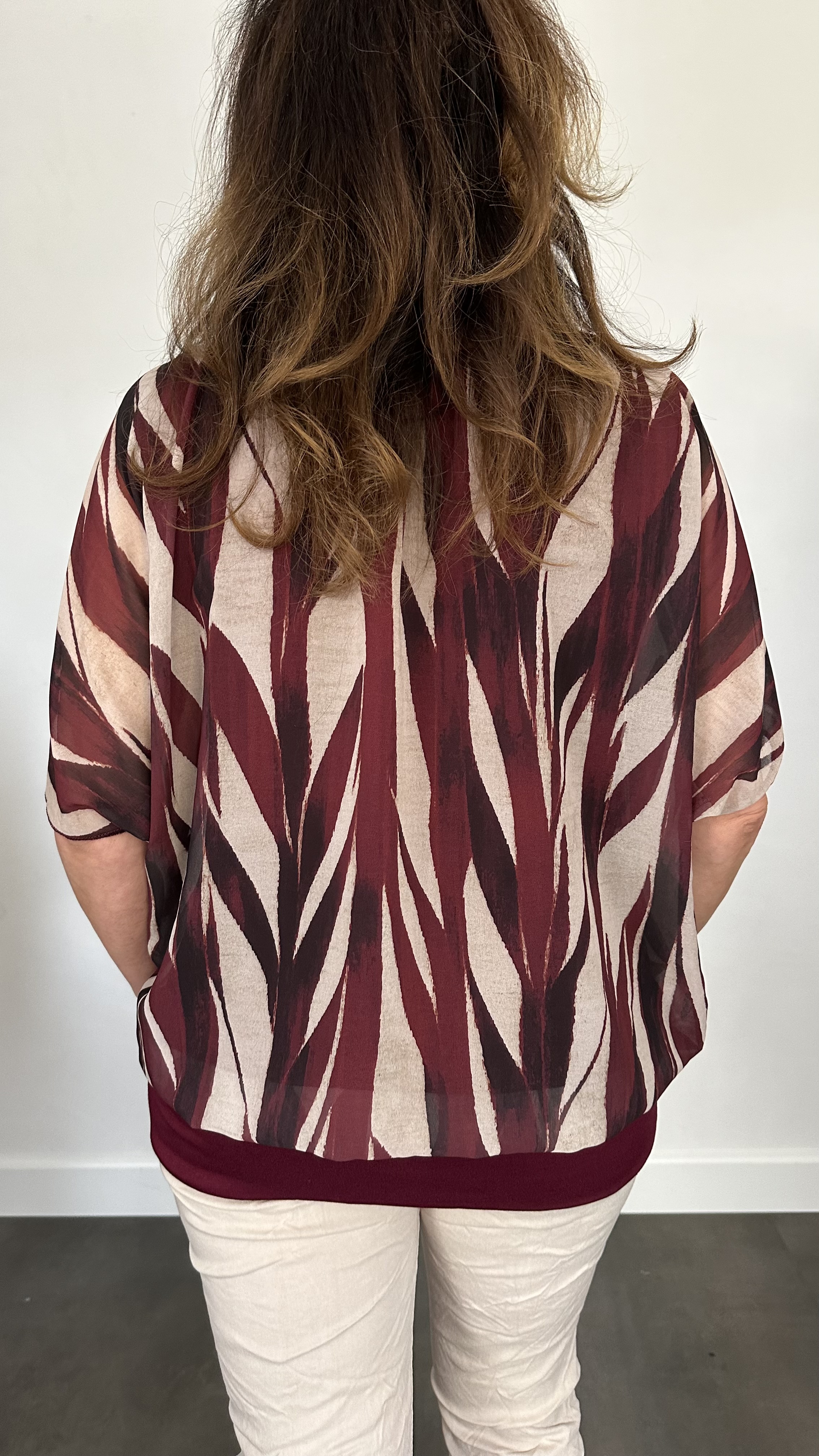 Blouse met boord bamboe bordeaux