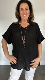 Shirt Lucy met ketting +Size zwart