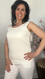 Hemd met brede schouderband ribbel Ecru