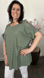 Blouse Irma broderie/ glitter Army