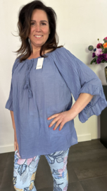 Blouse Veronica UNI +SIZE jeans blauw