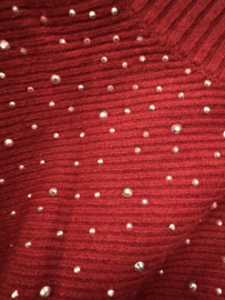 Fijn gebreide trui met zilver glitter Bordeaux