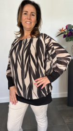 Blouse met boord lange mouw +Size Extra Bamboe zwart