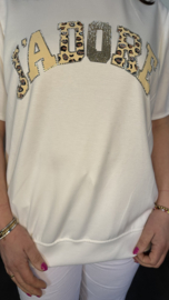 Sweatshirt J'adore panter/ bling Ecru