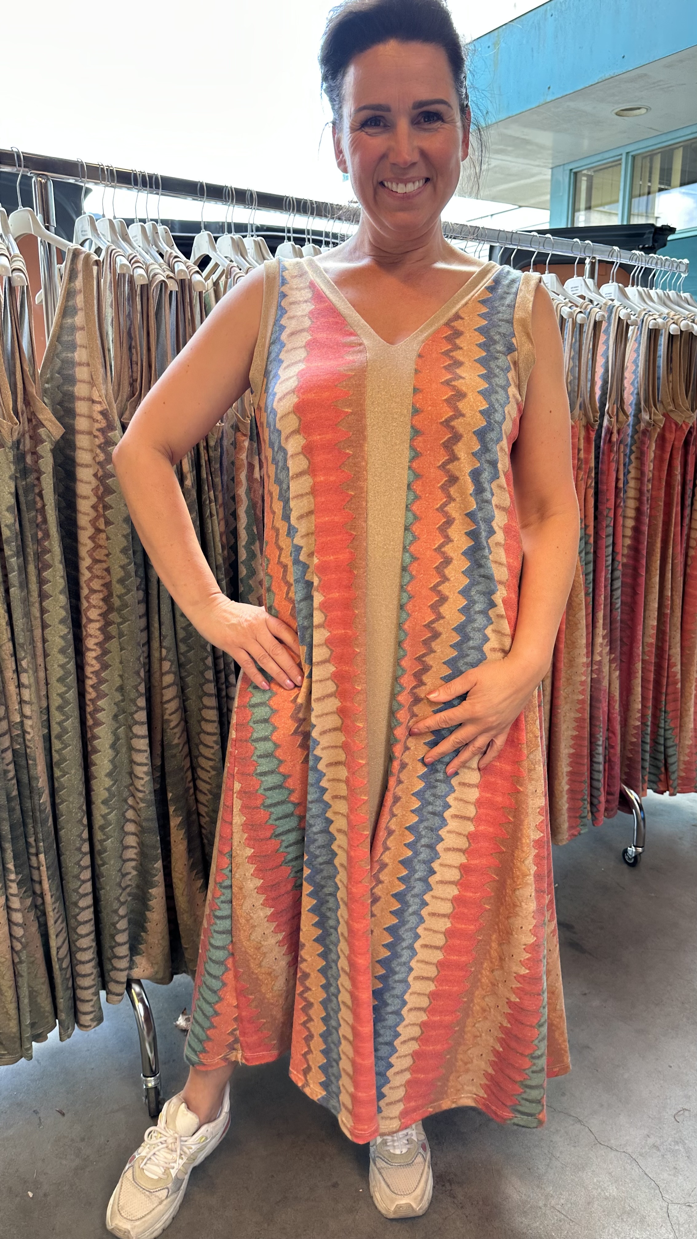 Jurk Vianna koraal/ blauw