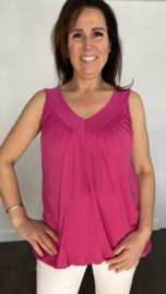 Ballon top met V-hals fuchsia
