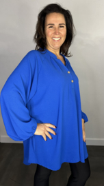 Tuniek met knoopjes crepe +SIZE kobalt