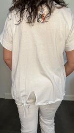 T_shirt met geborduurde bloemen Wit