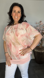 Blouse met boord Marble roze