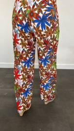 Flared broek gebloemd rood