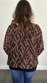 Blouse met boord Loïs bruin/zwart