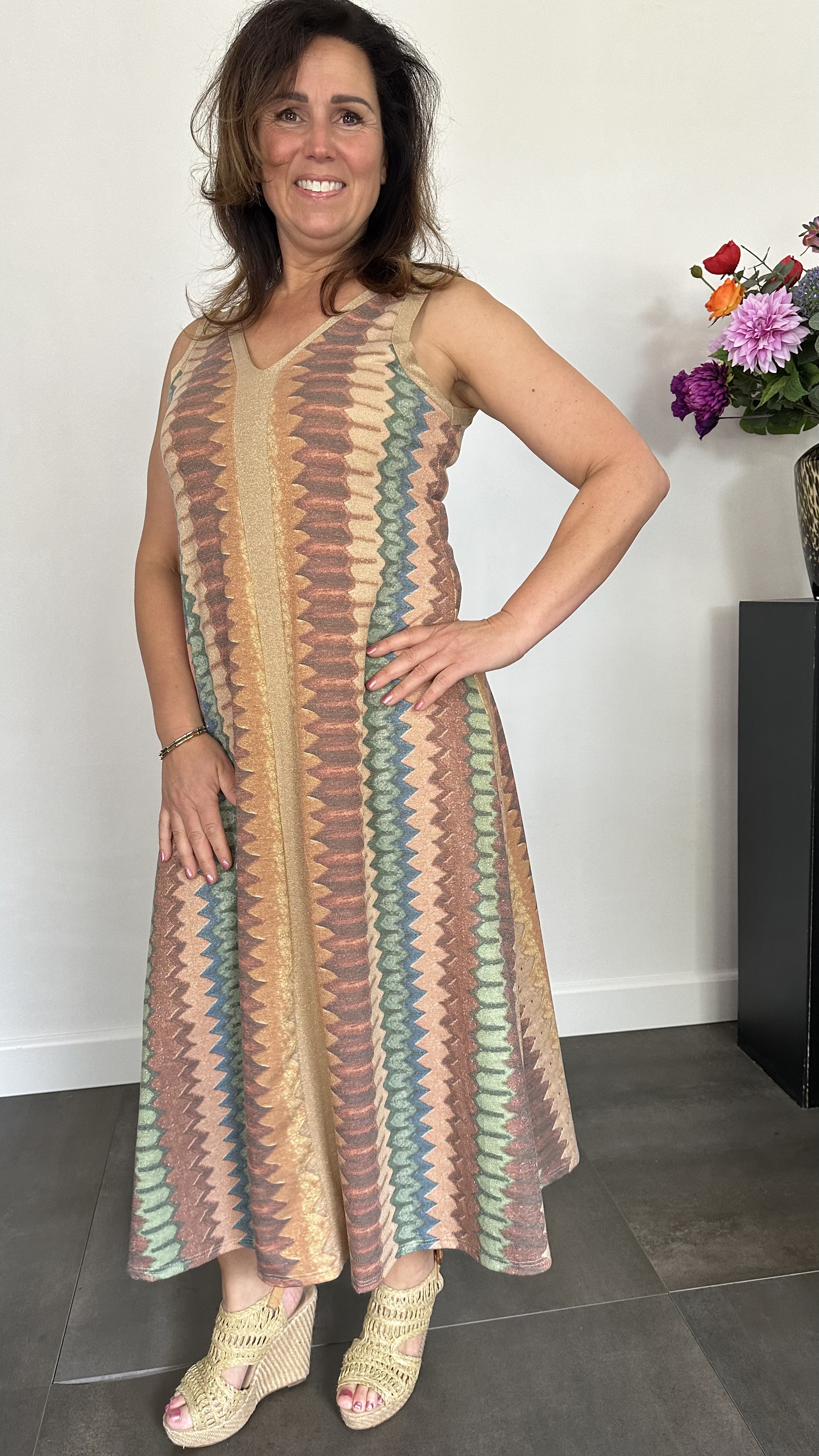Jurk Vianna camel/groen