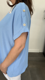 Shirt Lidya met knoopjes +Size ijsblauw
