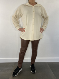 Crinkle blouse met knopen ecru