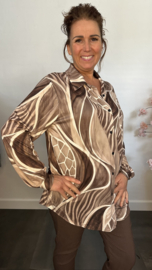 Stretch blouse soft Animal mix Taupe
