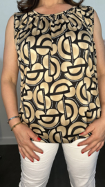 Ballon top Graphic zwart/camel