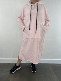 Fluffy jurk met capuchon baby roze