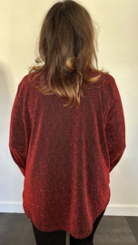 Top "glitter zipp" sparkle lines zwart/rood