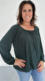 Ballon shirt travel met elastiek donker groen