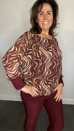 Blouse met boord ocean waves bordeaux