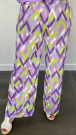 Broek met wijde pijp zigzag lila