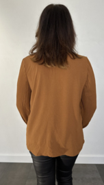 Blouse Tina met plissé pofmouw cognac