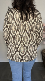 Ballon shirt met elastiek Snake zand/ taupe