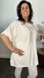 Top Esther met glitter Wit