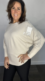 Trui Holly met vleermuismouw beige