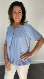 Ballon shirt travel met elastiek licht blauw
