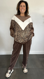 2-Delig comfy pak Velvet panter +Size Bruin