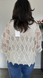 Gehaakte top Ibiza ruit ecru/ beige