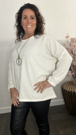Velvet trui Molly + Ketting Ecru