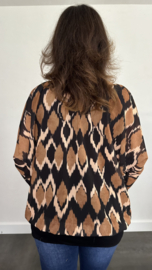 Blouse met boord Fenna camel/ zwart