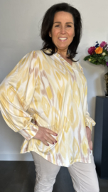 Soft shirt met v-hals en pofmouw Aztec Geel