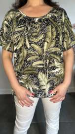 Ballon shirt met elastiek Jungle leaves army